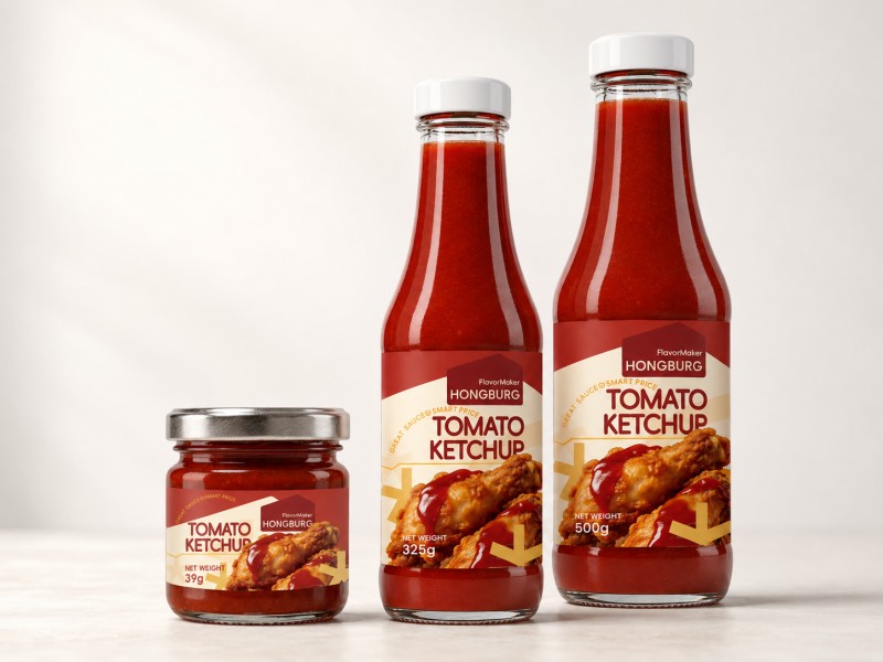 ဖန်ပုလင်းထဲတွင် ခရမ်းချဉ်သီး Ketchup